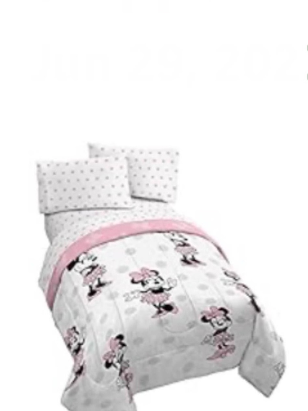 Disney Pink and White Minnie Mouse Twin Comforter Set